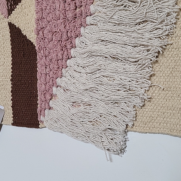 Wall Macrame  Hand Woven Wall Tapestry Decor Tan Brown Pink White - Picture 15 of 16